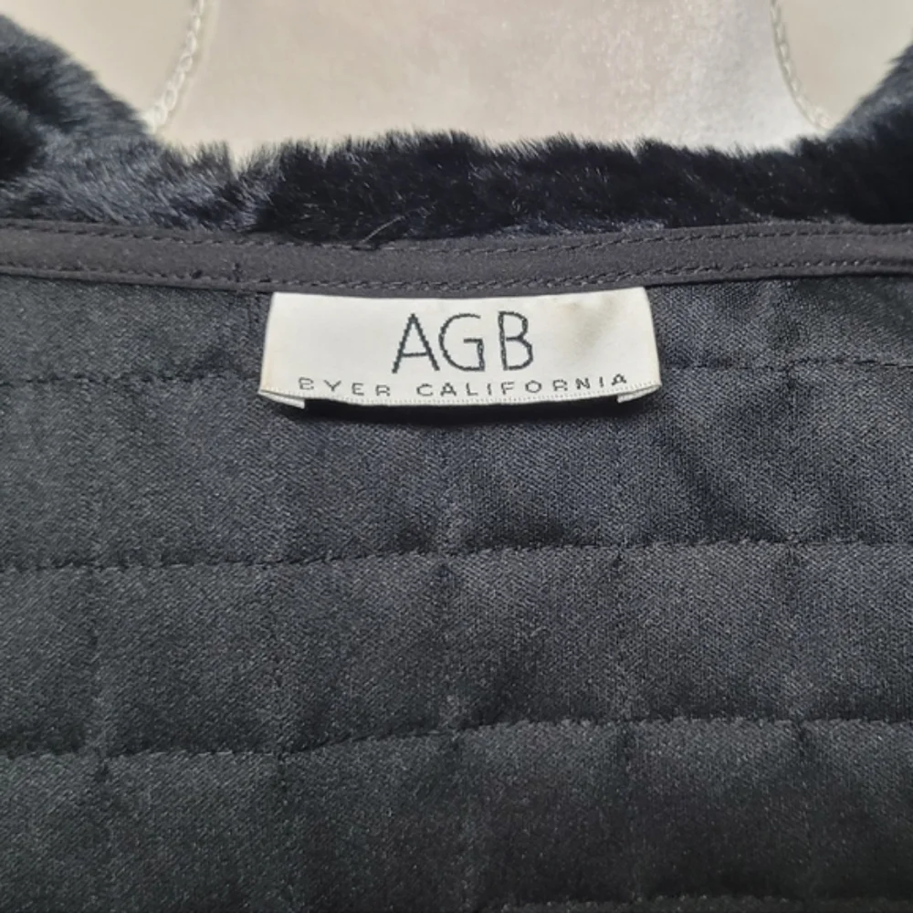 AGB Byer California Retro Y2K Black Faux Fur Collar Full-zip Quilted Vest.Add - Picture 12 of 12